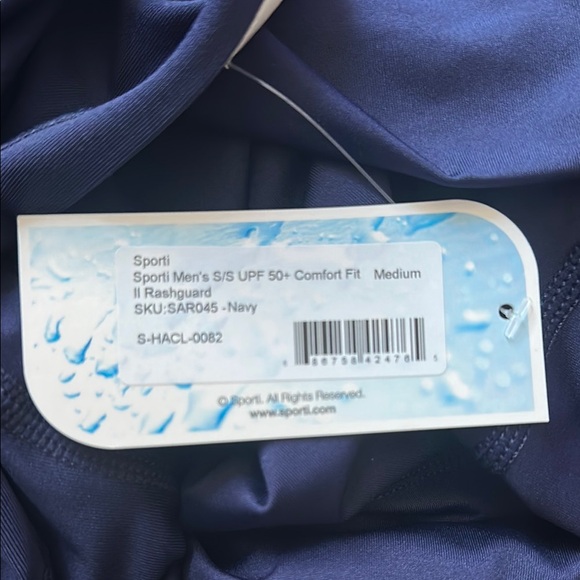 SPORTI UPF 50+ Swim Rash guard Comfort Fit Short Sleeve T-Shirt navy blue medium - Picture 6 of 7